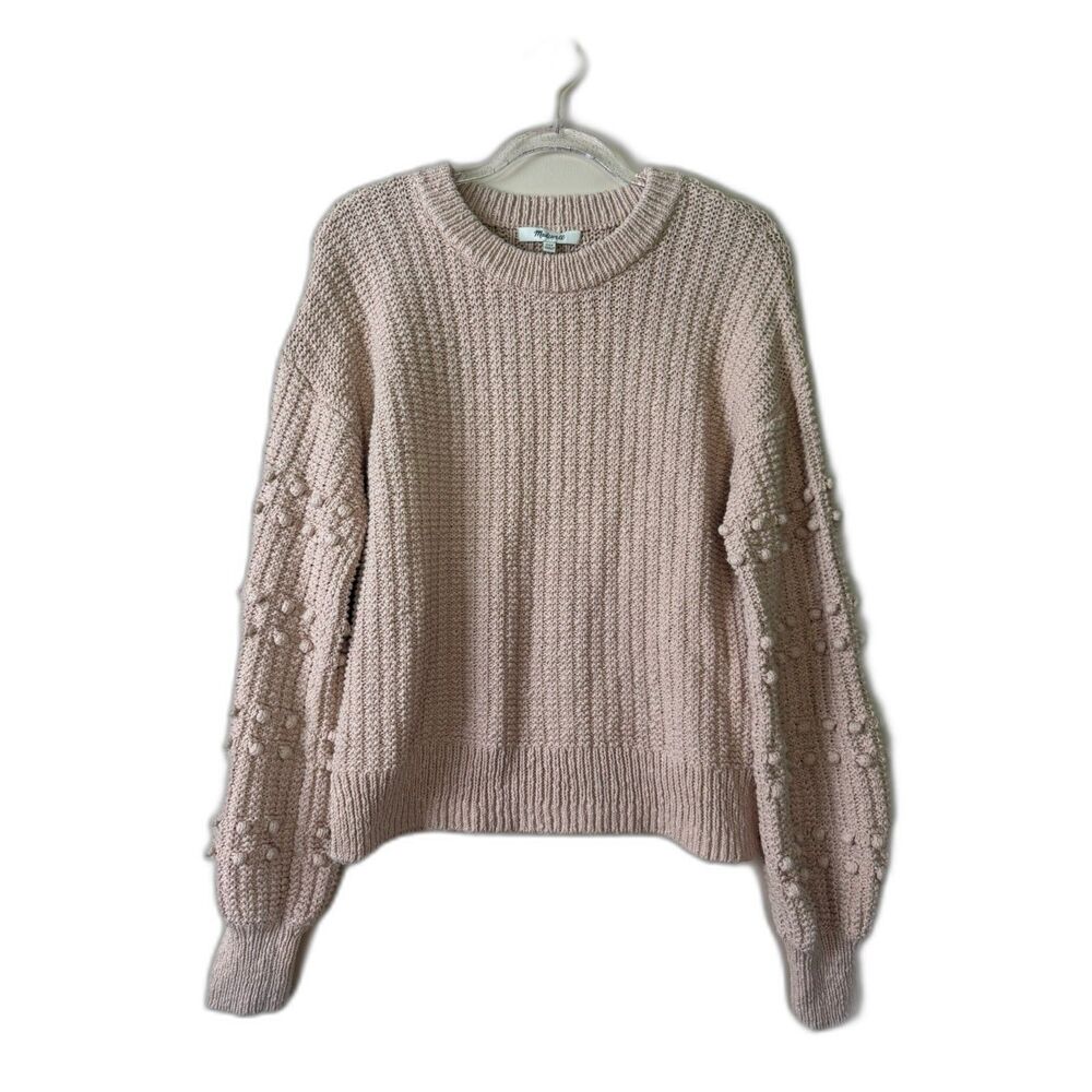 Madewell womens size XXS 100% cotton Bobble pullover pink balloon sleeve sweater